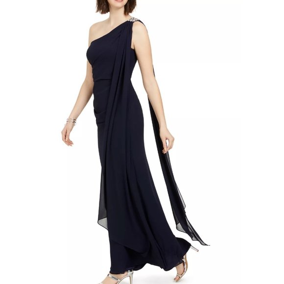 Vince Camuto Draped One-Shoulder Gown - Picture 3 of 5